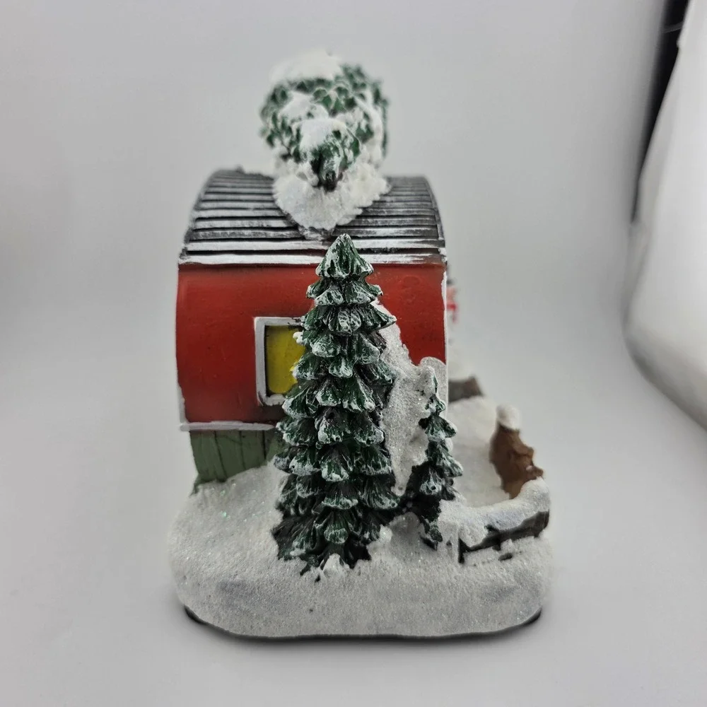 Christmas Camper Trailer Light Up Snowman Figurine Red Green Excellent Holiday